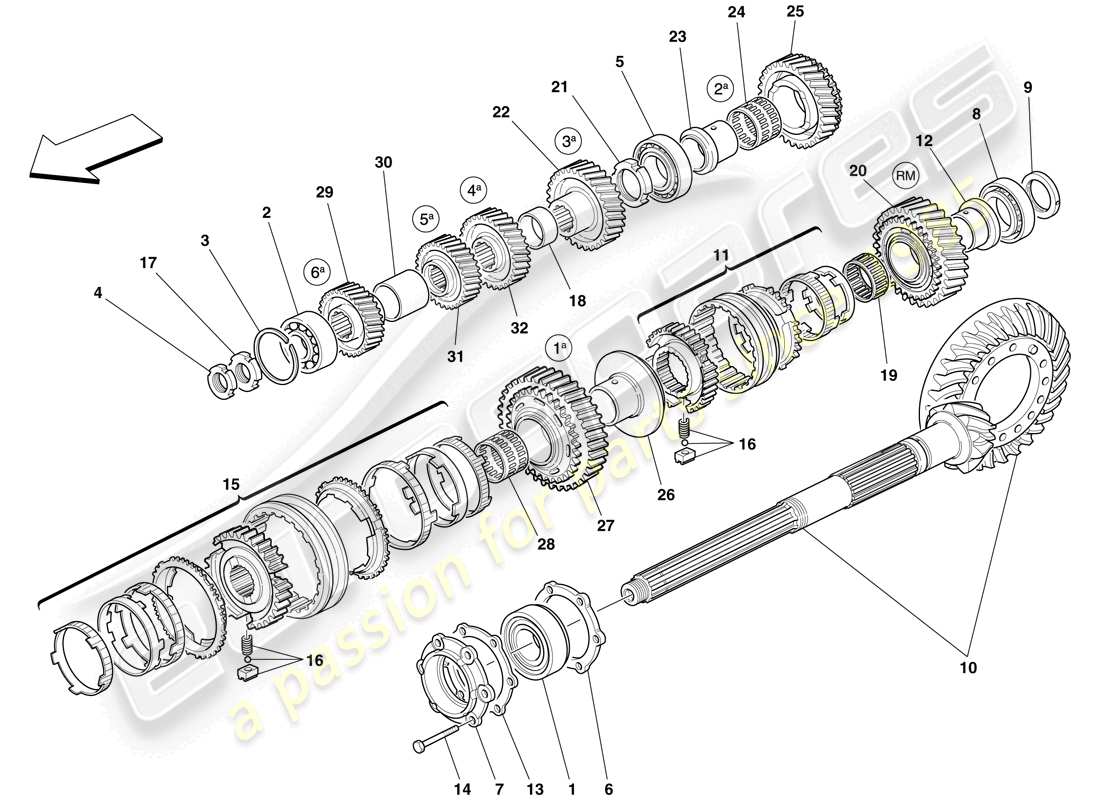 a part diagram from the ferrari 612 parts catalogue