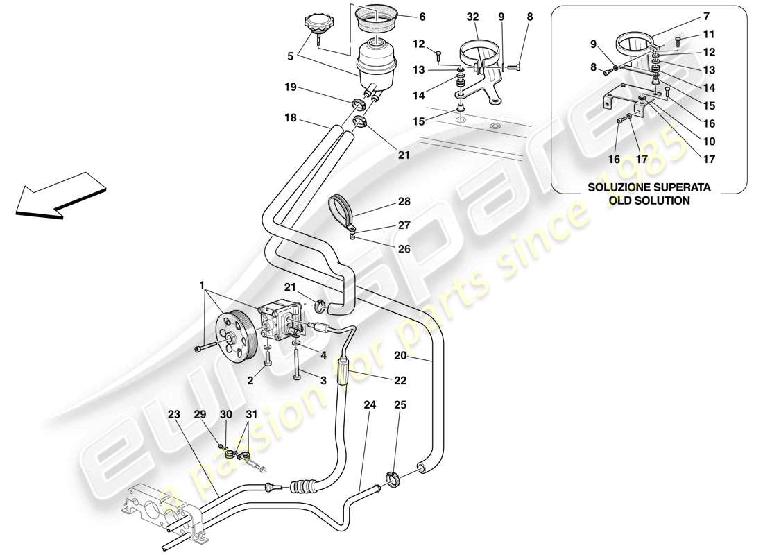 a part diagram from the ferrari f430 spider (rhd) parts catalogue