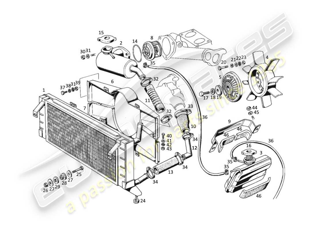 a part diagram from the maserati kyalami parts catalogue