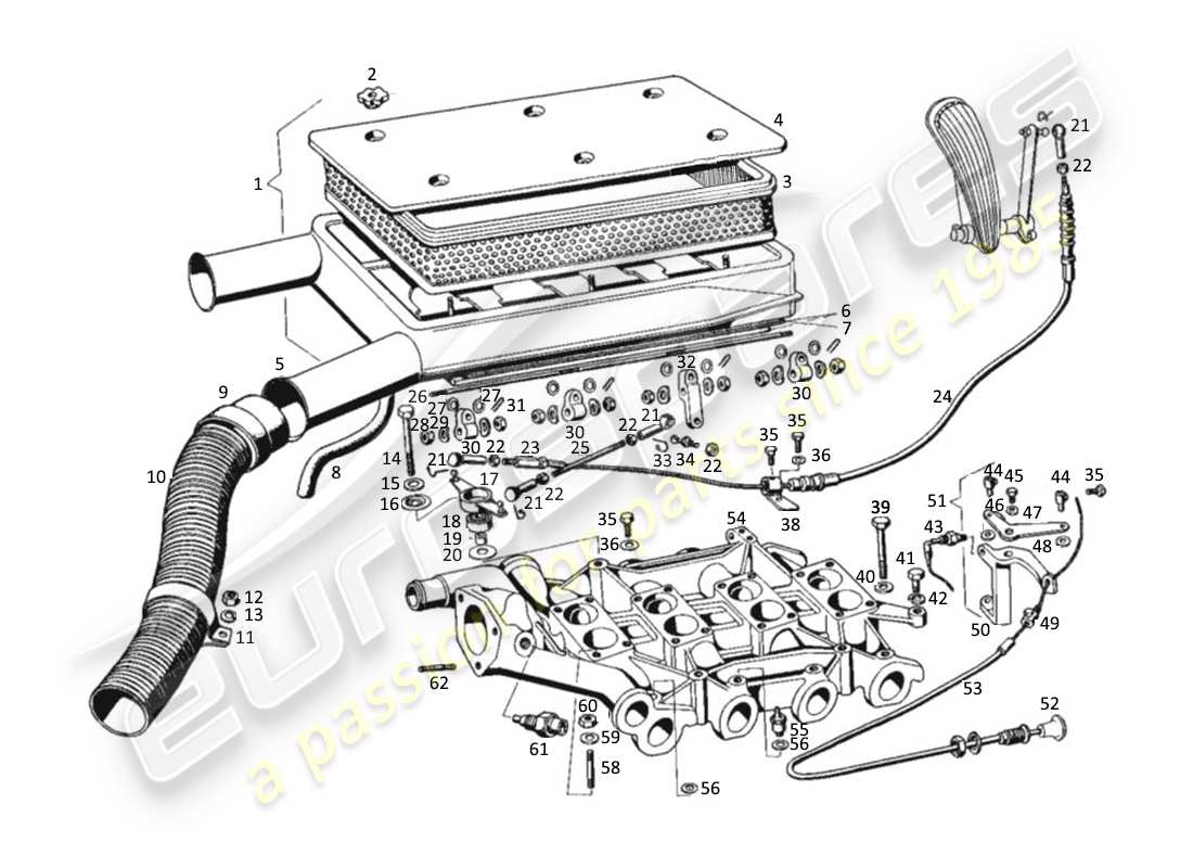 a part diagram from the maserati kyalami parts catalogue