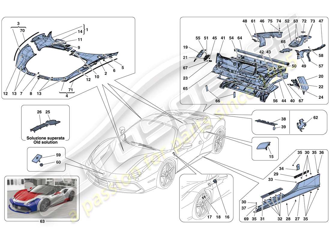 a part diagram from the ferrari 488 parts catalogue