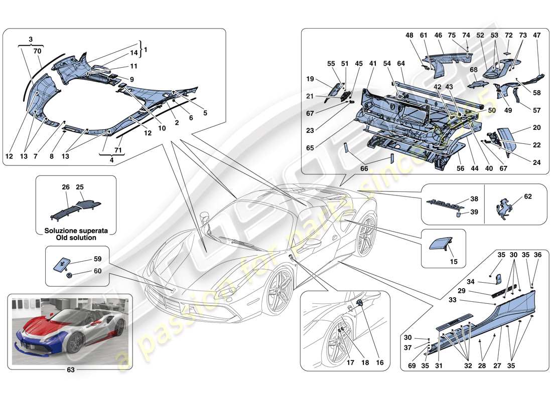 a part diagram from the ferrari 488 spider (usa) parts catalogue
