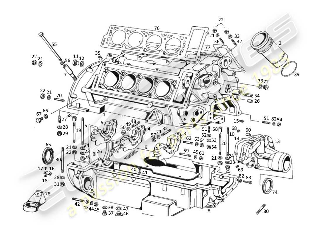 a part diagram from the maserati kyalami parts catalogue