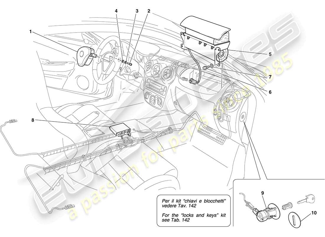 a part diagram from the ferrari f430 coupe (europe) parts catalogue