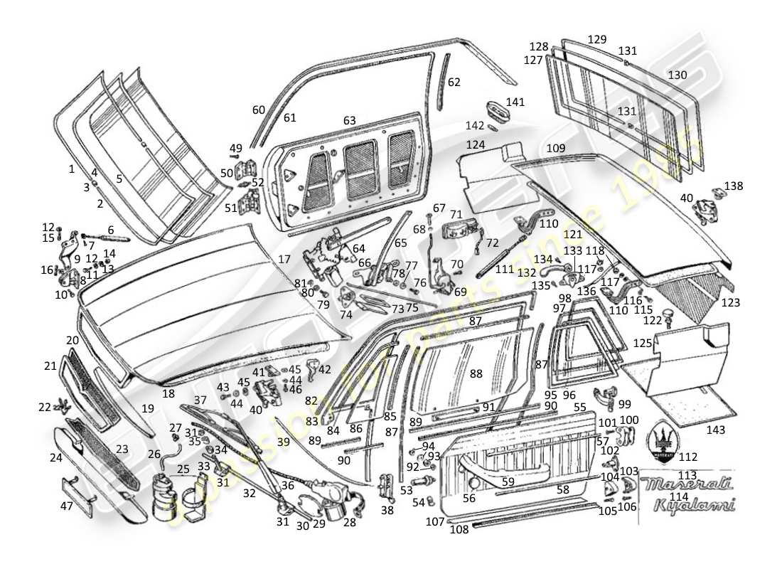 a part diagram from the maserati kyalami parts catalogue