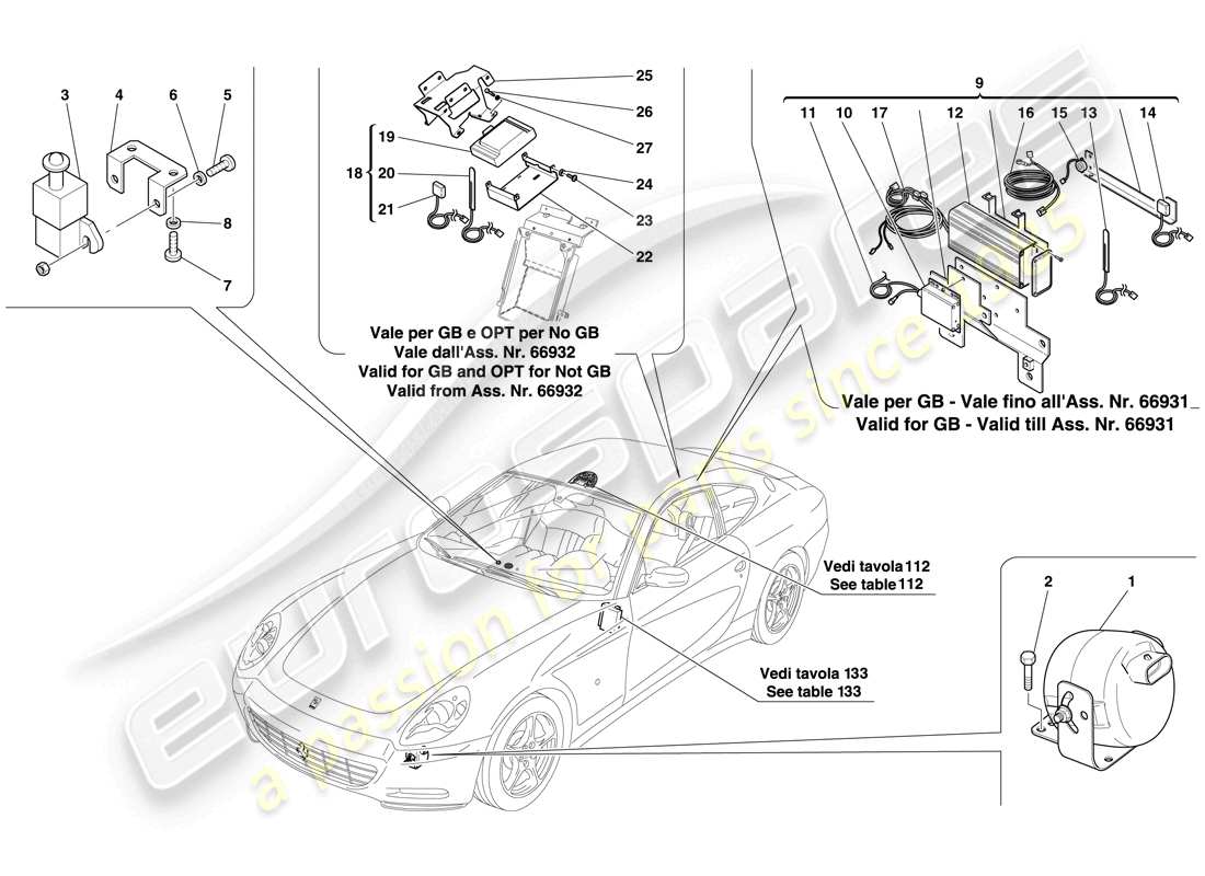 a part diagram from the ferrari 612 parts catalogue