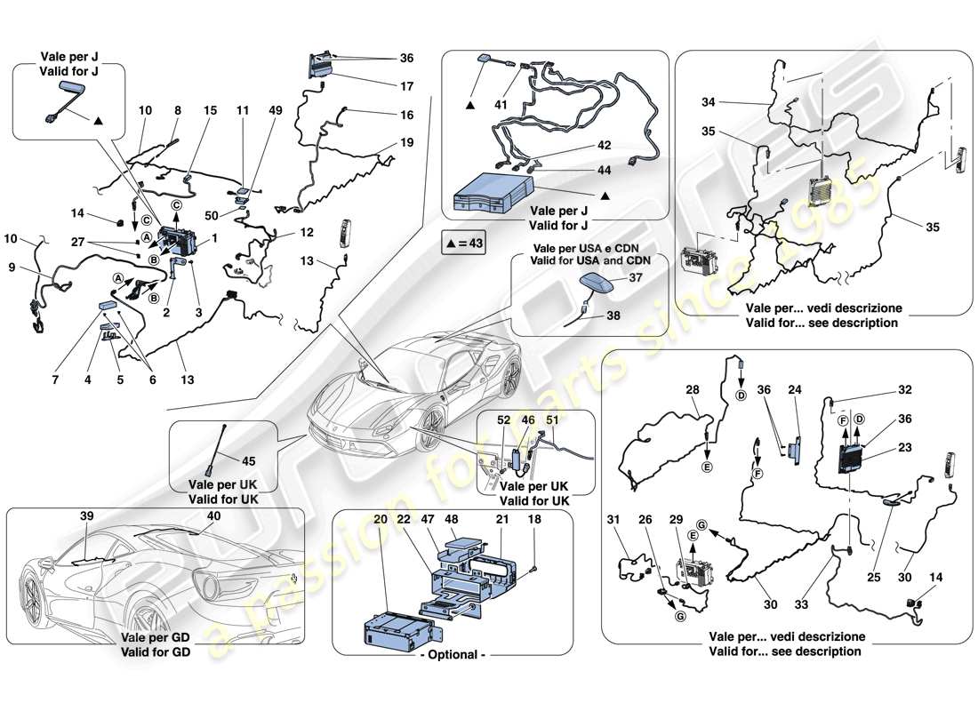 a part diagram from the ferrari 488 gtb (rhd) parts catalogue