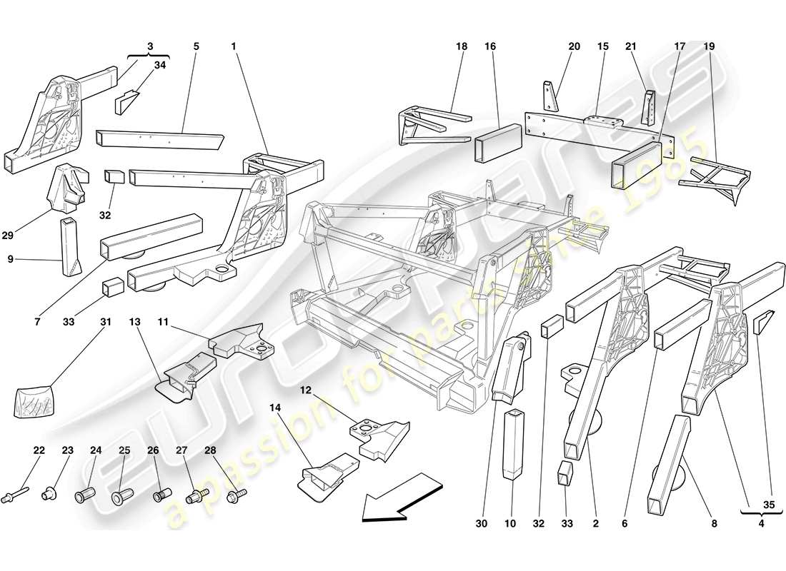 a part diagram from the ferrari f430 coupe (rhd) parts catalogue