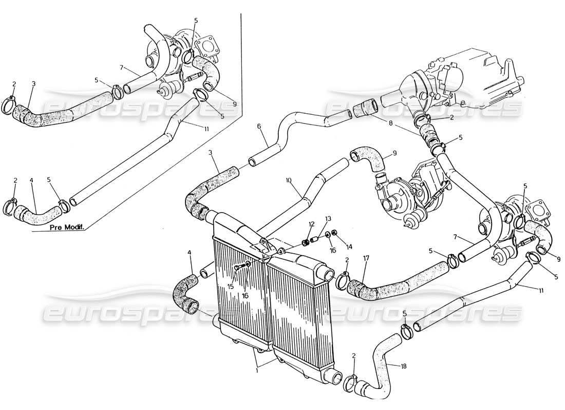 a part diagram from the maserati 222 / 222e biturbo parts catalogue