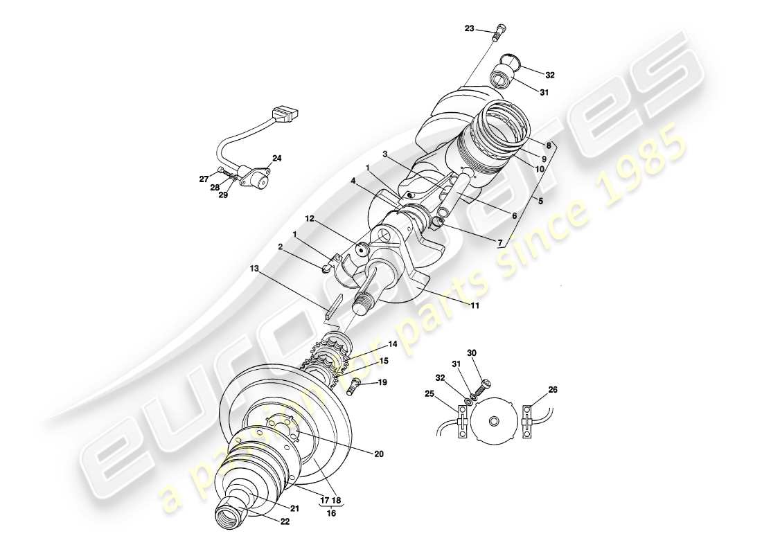 a part diagram from the aston martin v8 volante (1999) parts catalogue