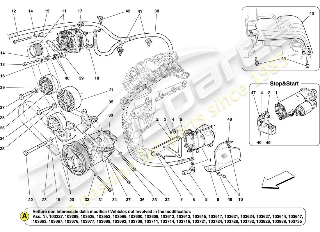 a part diagram from the ferrari california parts catalogue