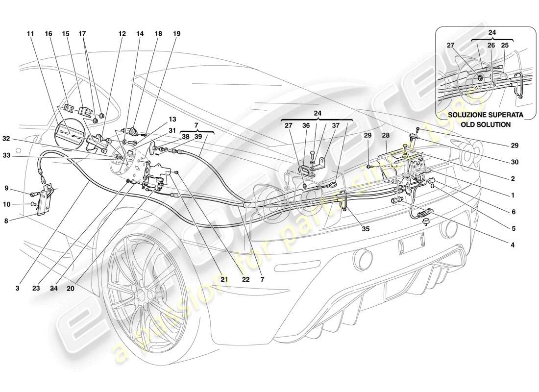 a part diagram from the ferrari f430 scuderia spider 16m (usa) parts catalogue