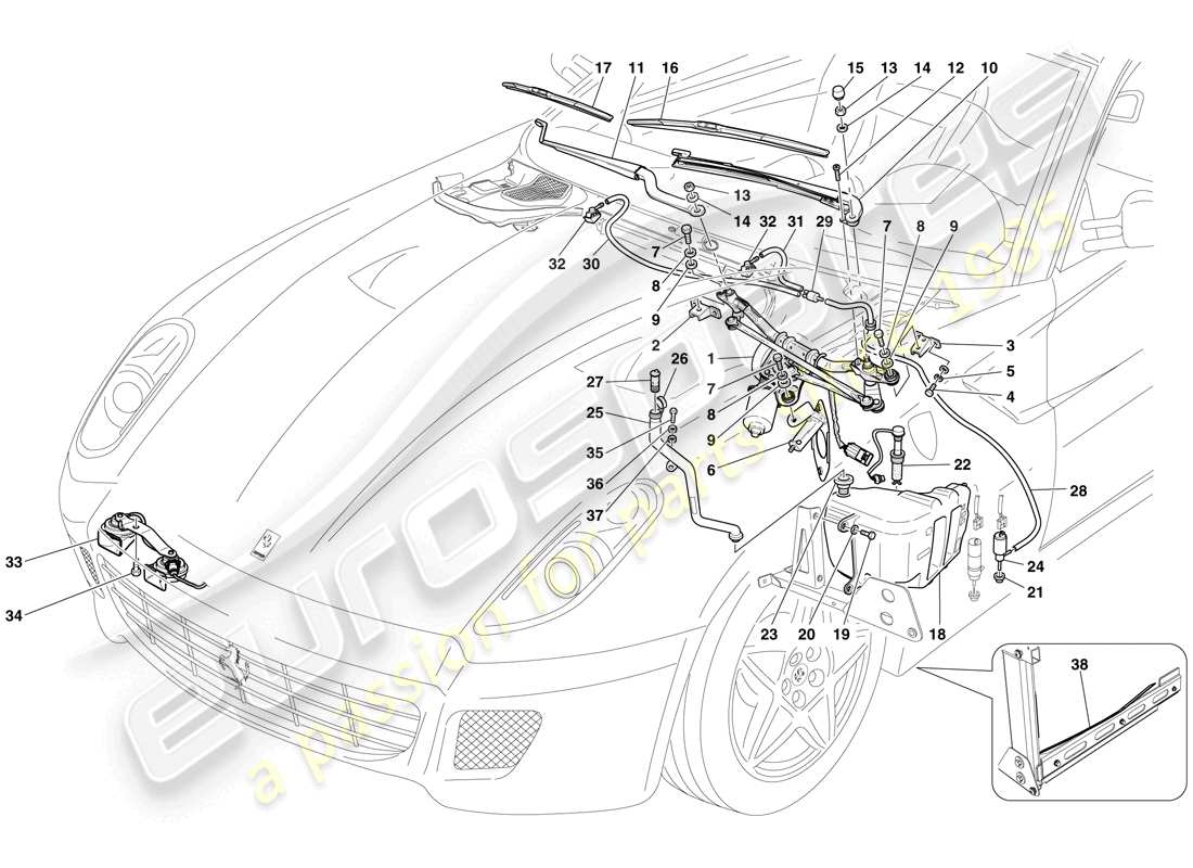 a part diagram from the ferrari 599 gtb fiorano (rhd) parts catalogue