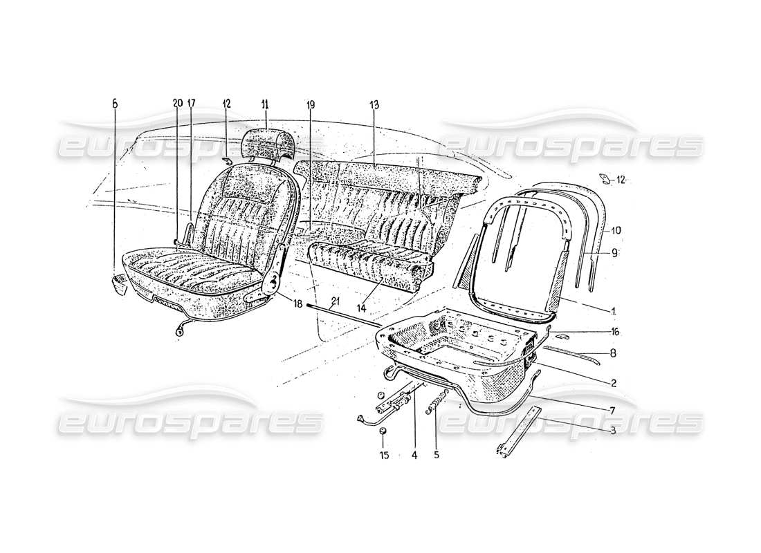 a part diagram from the ferrari 330 and 365 parts catalogue