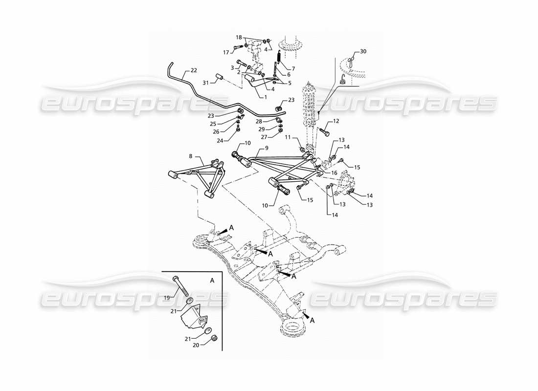 a part diagram from the maserati ghibli (1993-1995) parts catalogue