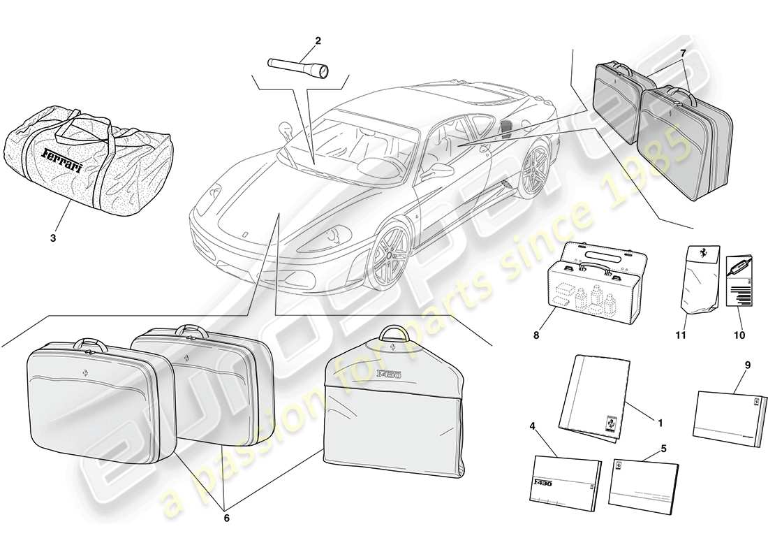 a part diagram from the ferrari f430 coupe (europe) parts catalogue