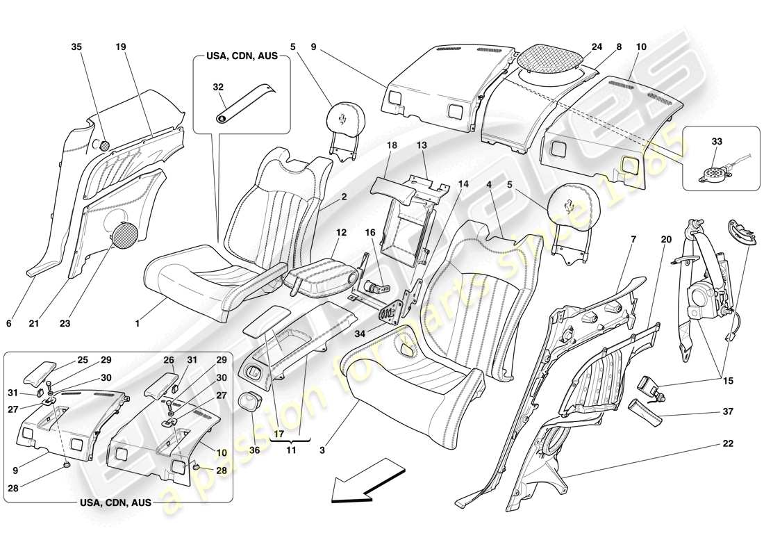 a part diagram from the ferrari 612 parts catalogue