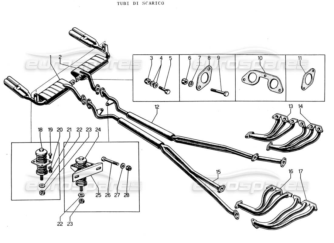 VIEW PARTS DIAGRAMS FROM THE LAMBORGHINI ESPADA PARTS CATALOGUE a part diagram from the lamborghini espada parts catalogue