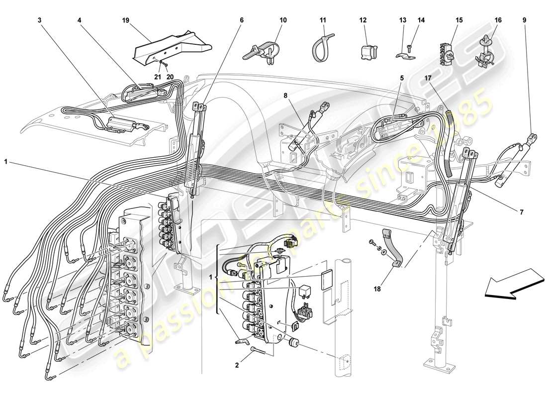 a part diagram from the ferrari f430 scuderia spider 16m (europe) parts catalogue