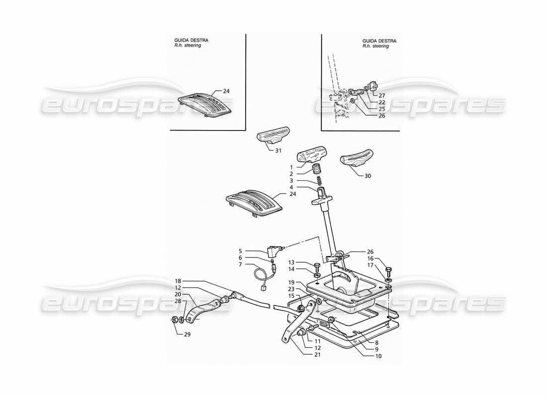 a part diagram from the maserati ghibli (1993-1995) parts catalogue