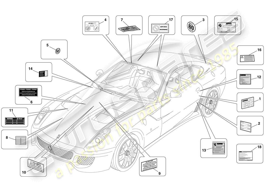 a part diagram from the ferrari 599 parts catalogue