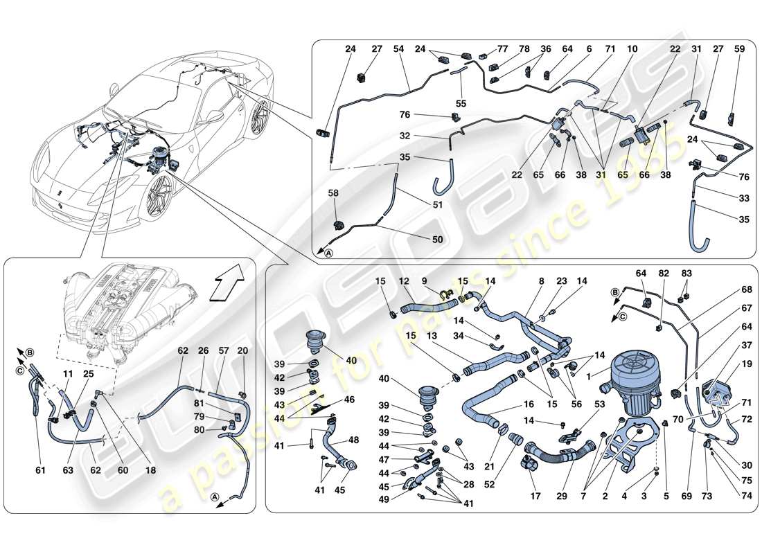 a part diagram from the ferrari 812 superfast (rhd) parts catalogue