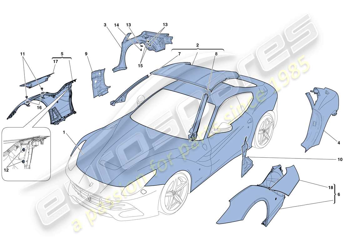 a part diagram from the ferrari f12 berlinetta (europe) parts catalogue