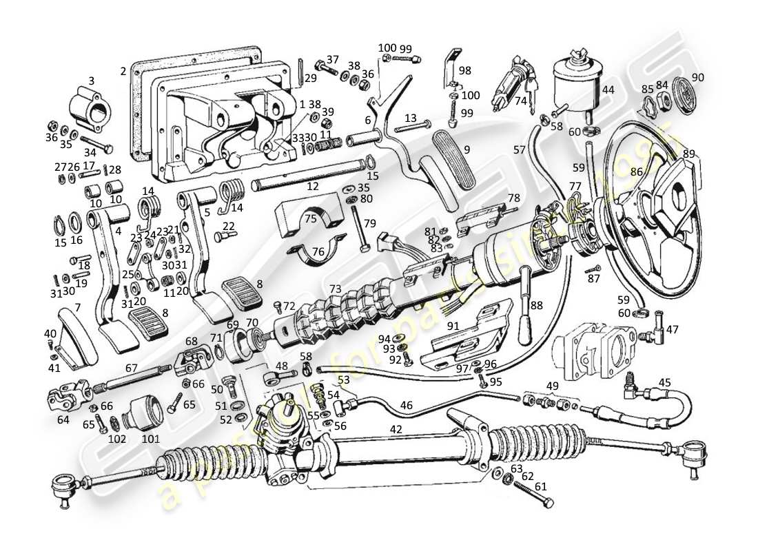 a part diagram from the maserati kyalami parts catalogue