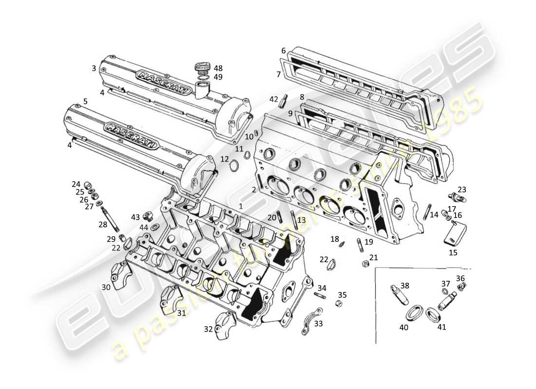 a part diagram from the maserati kyalami parts catalogue