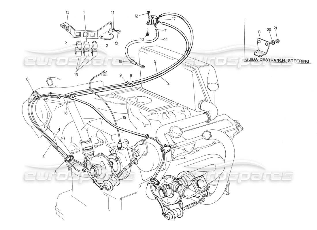 a part diagram from the maserati biturbo spider parts catalogue