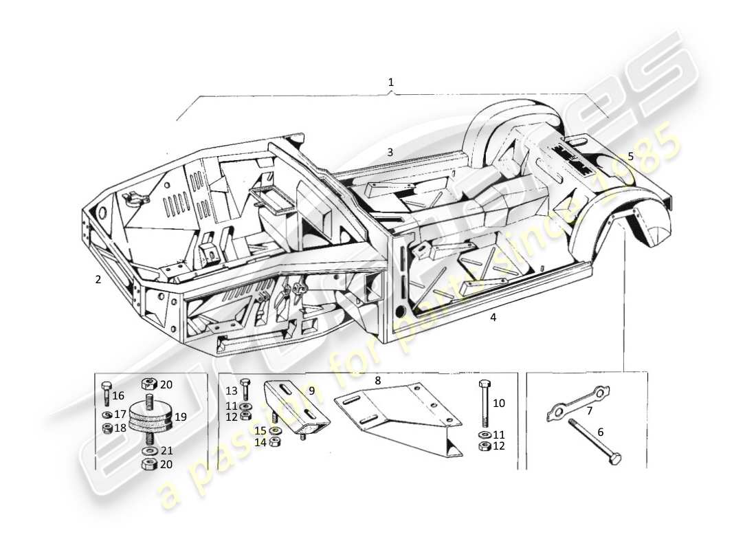 a part diagram from the maserati kyalami parts catalogue