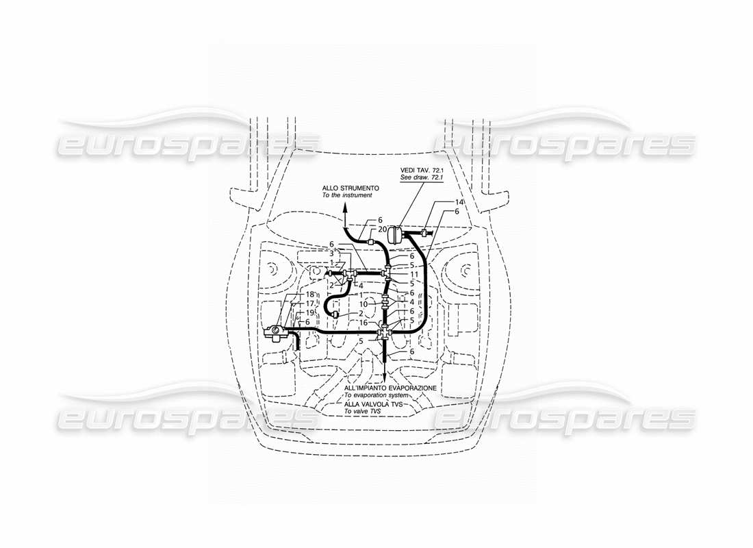 a part diagram from the maserati ghibli (1993-1995) parts catalogue