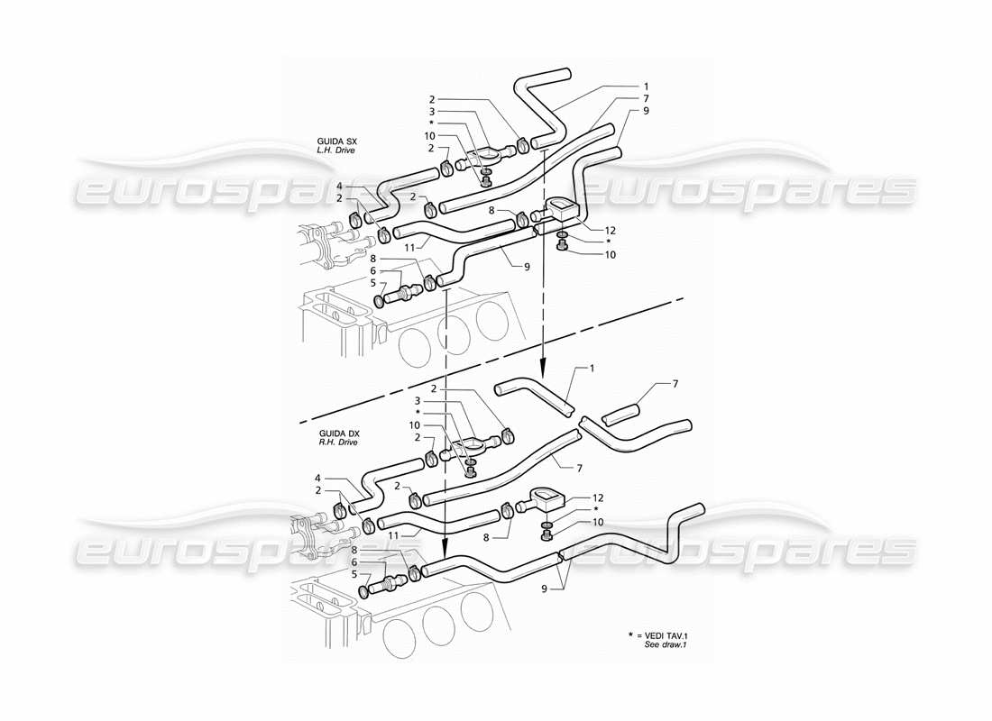 a part diagram from the maserati ghibli 2.8 gt (variante) parts catalogue