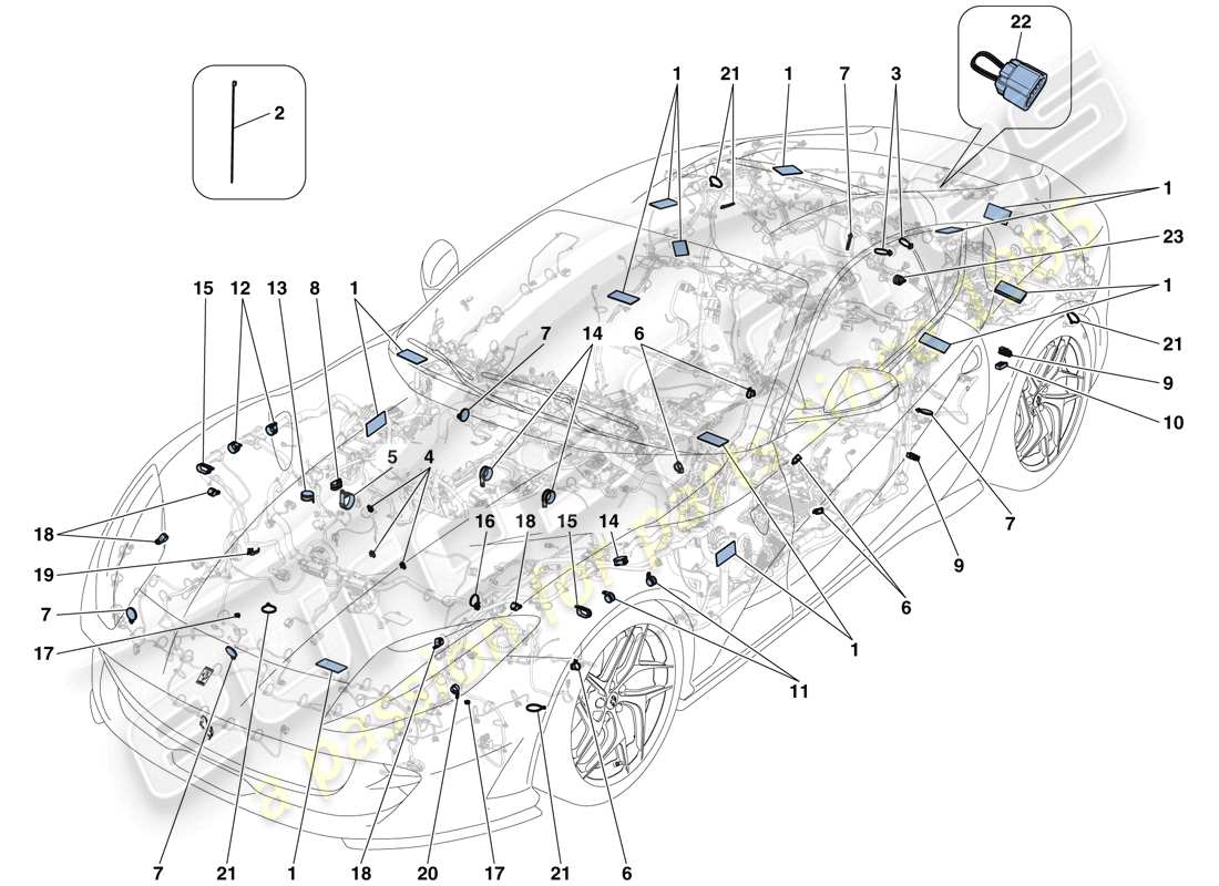 ferrari 812 superfast (europe) various fastenings for the electrical system parts diagram