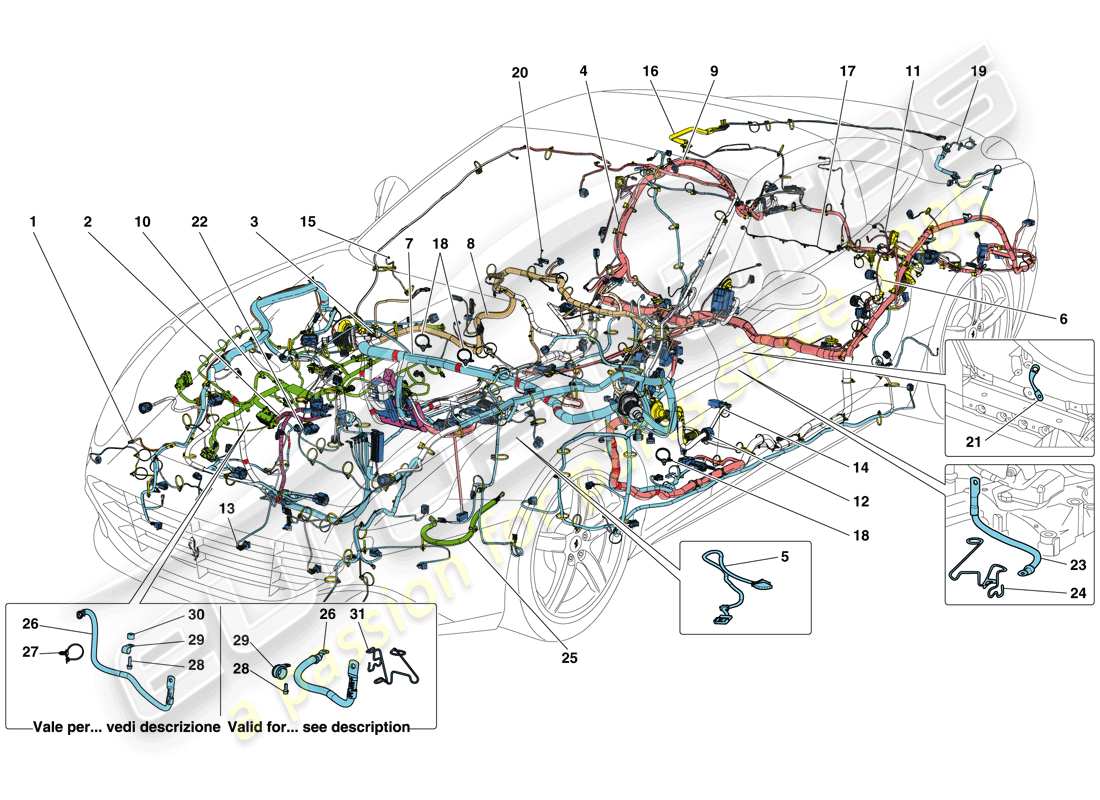 ferrari california t (rhd) main wiring harnesses parts diagram