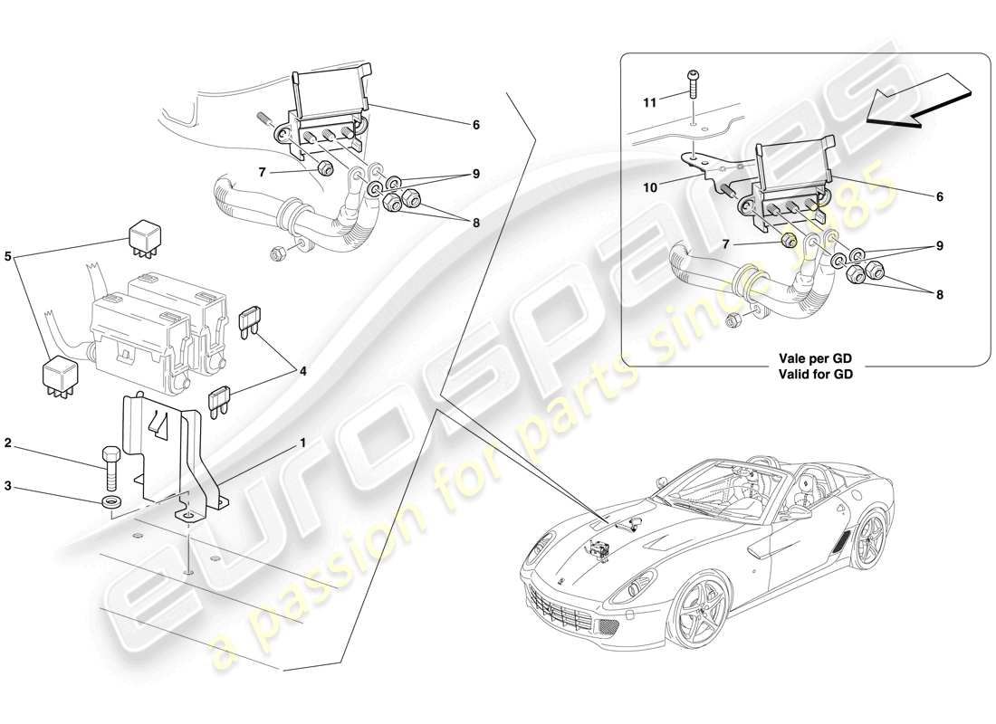 ferrari 599 sa aperta (europe) engine compartment ecus parts diagram