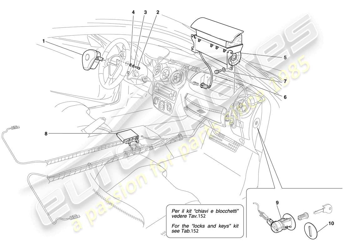 ferrari f430 scuderia spider 16m (rhd) airbags parts diagram