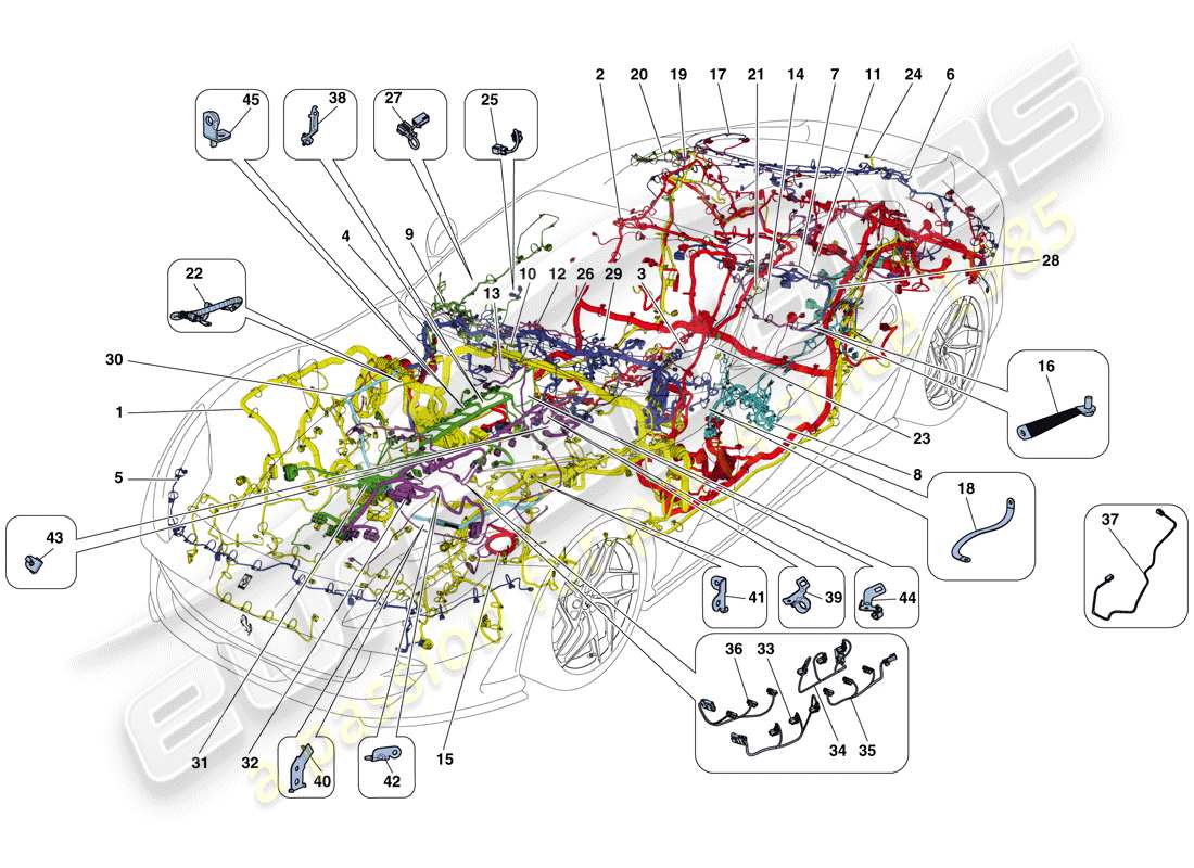 ferrari 812 superfast (europe) main wiring harnesses parts diagram