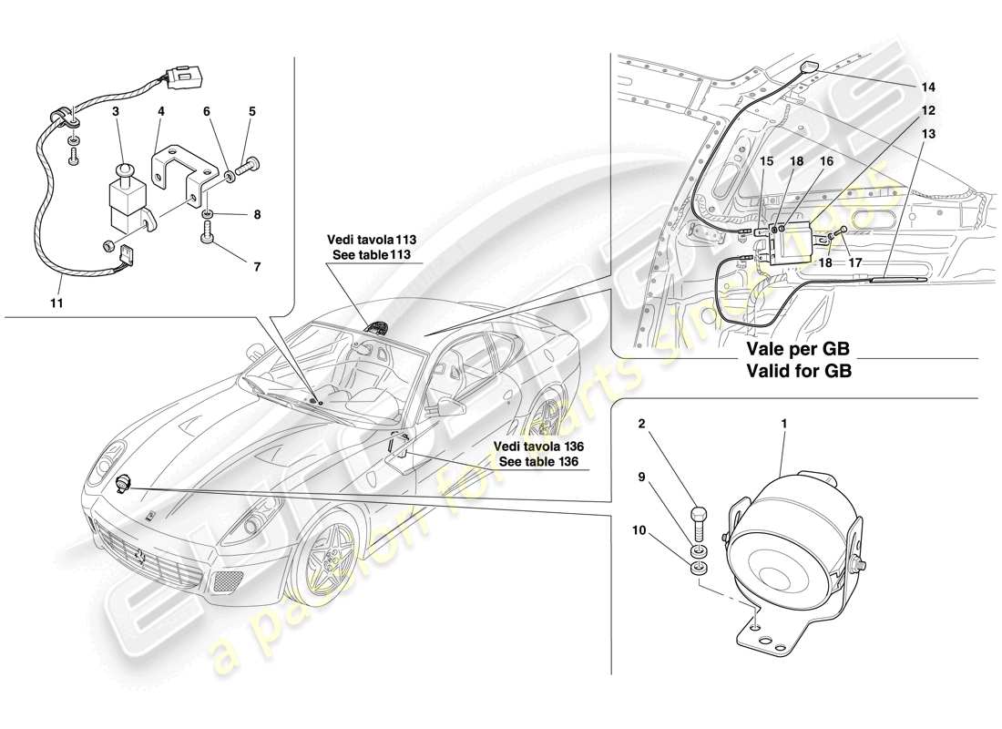 ferrari 599 gtb fiorano (rhd) antitheft system ecus and devices part diagram