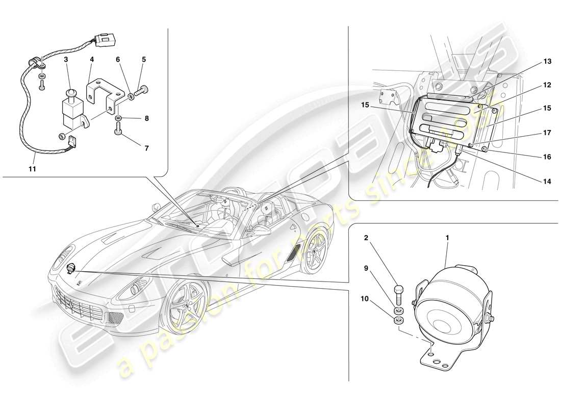 ferrari 599 sa aperta (rhd) antitheft system ecus and devices parts diagram