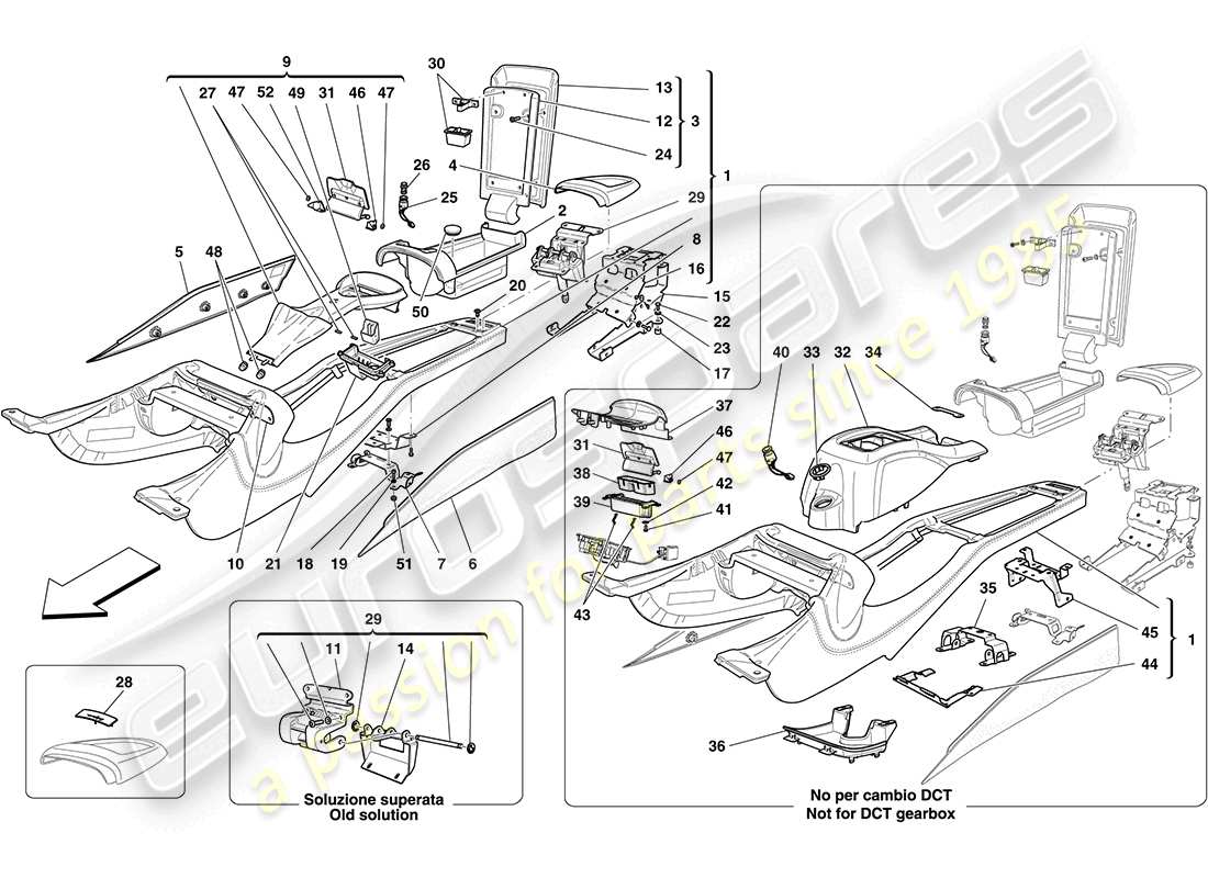 ferrari california (rhd) centre tunnel and accessory unit parts diagram