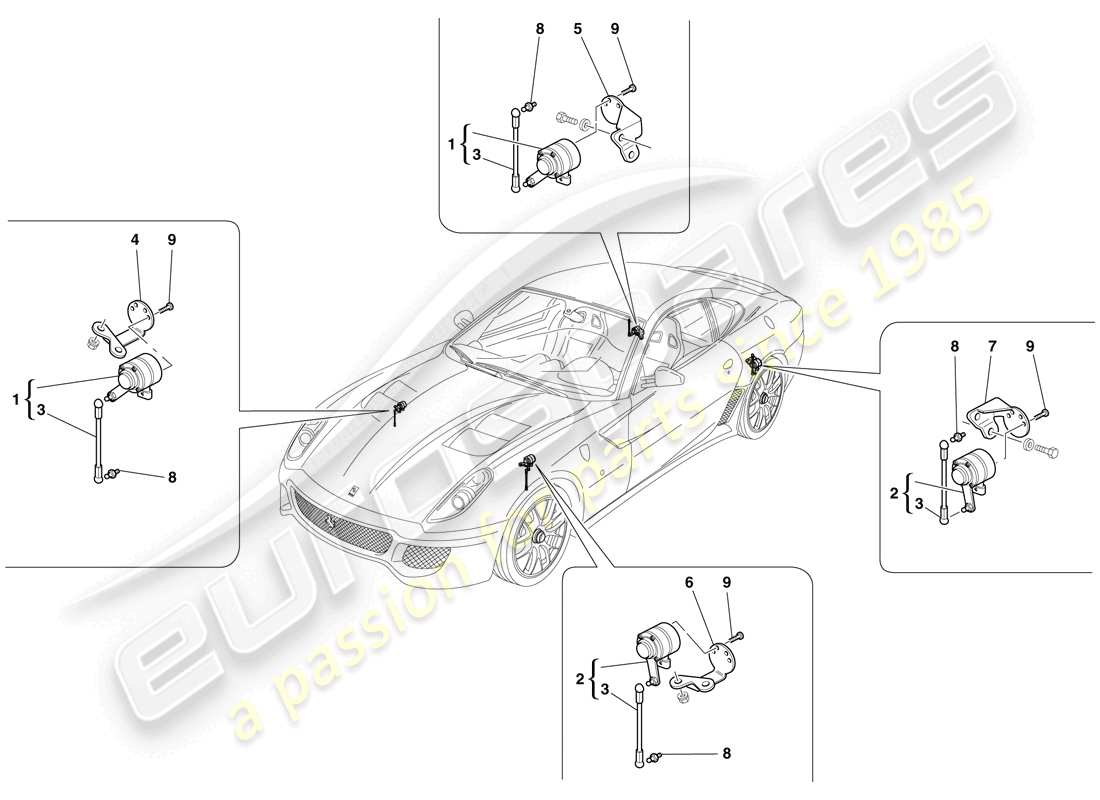 ferrari 599 gto (rhd) motion sensor part diagram