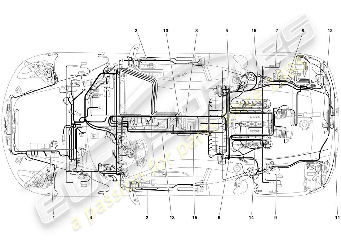 ferrari f430 scuderia spider 16m (usa) electrical system parts diagram