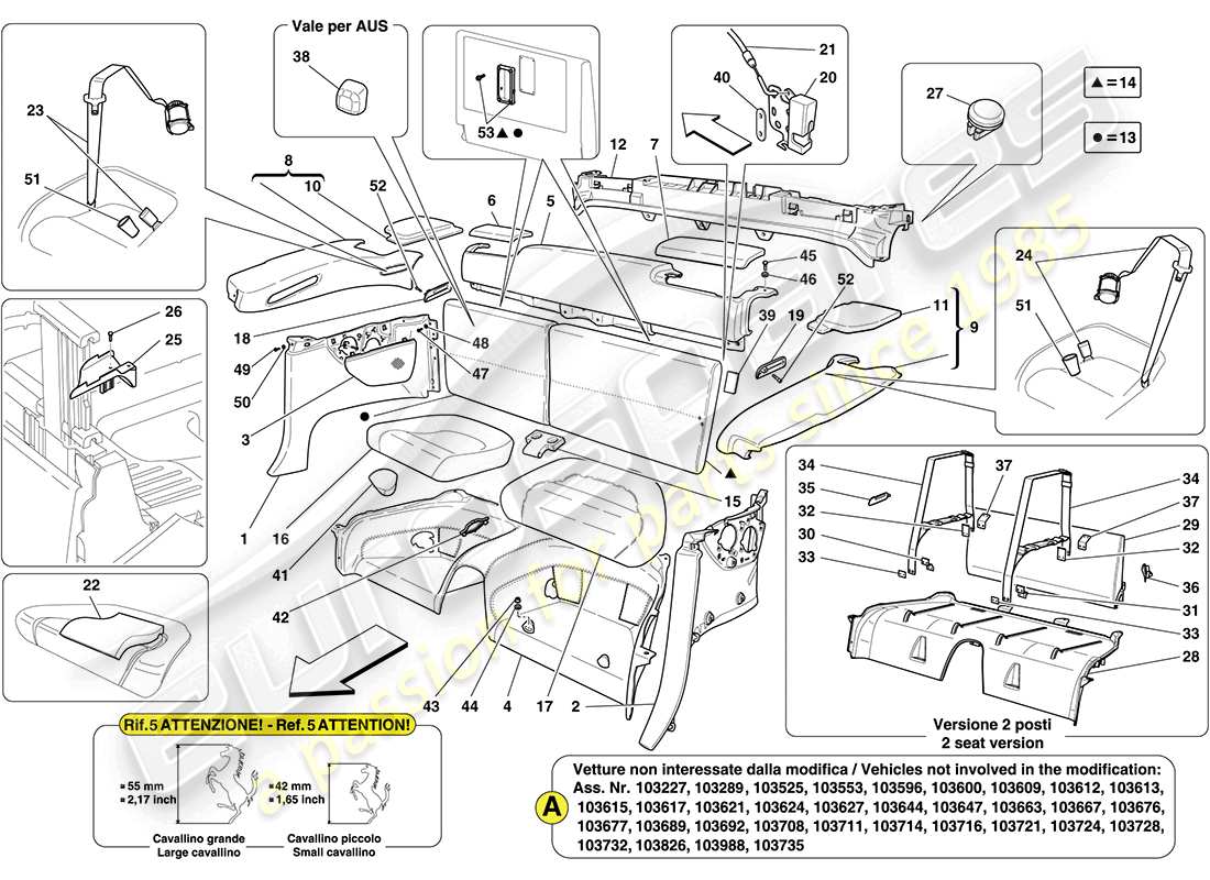 ferrari california (rhd) interior trim parts diagram