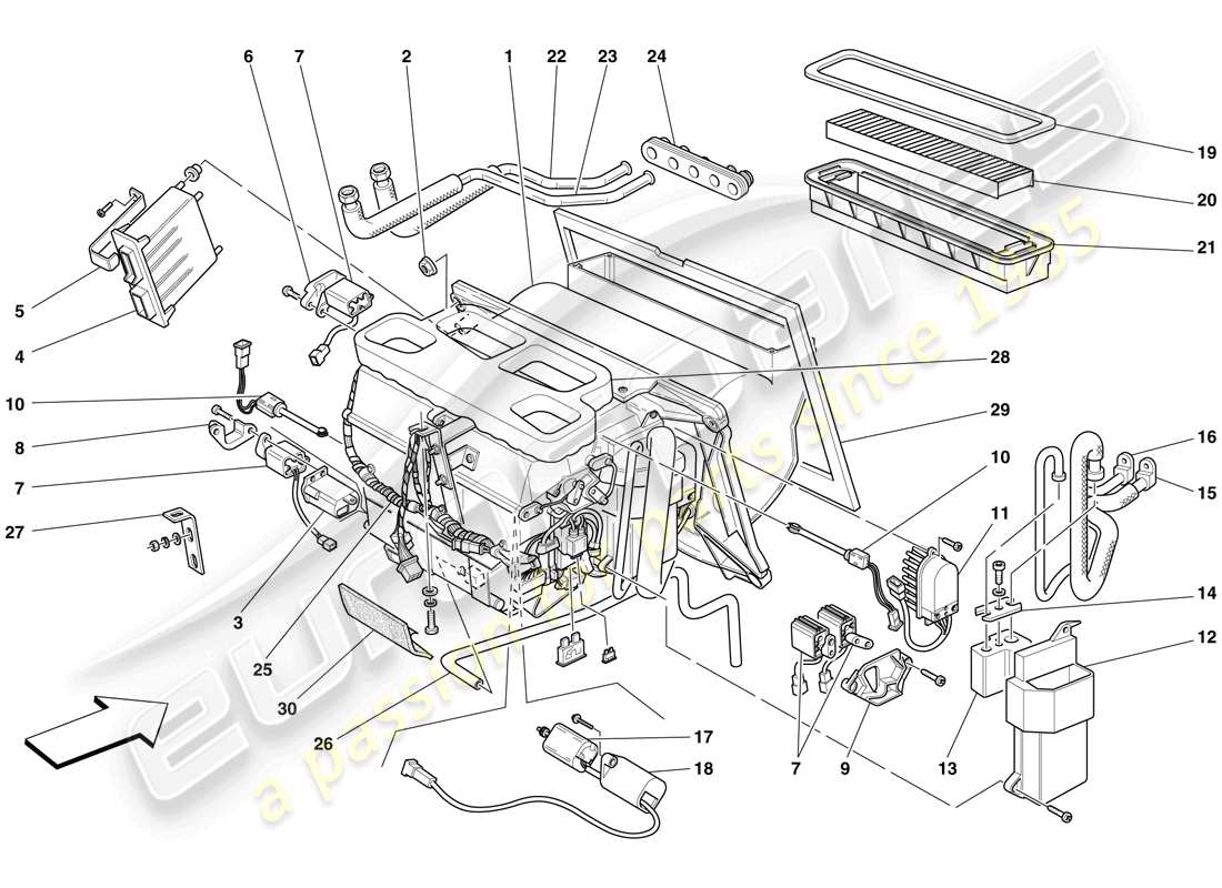 ferrari f430 spider (europe) evaporator unit parts diagram