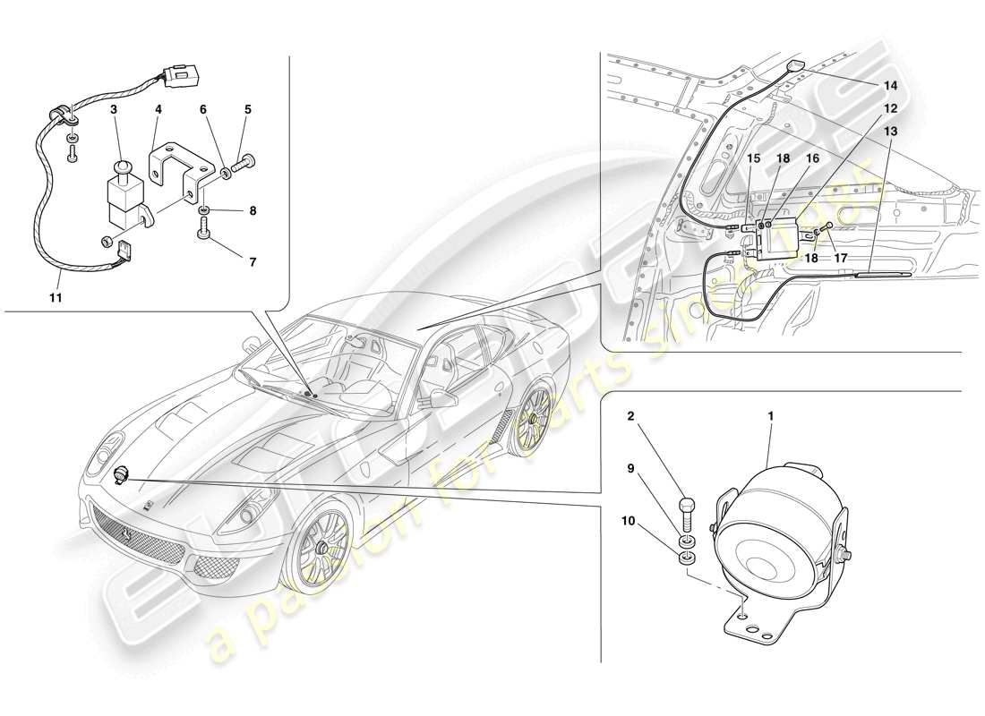 ferrari 599 gto (rhd) antitheft system ecus and devices part diagram