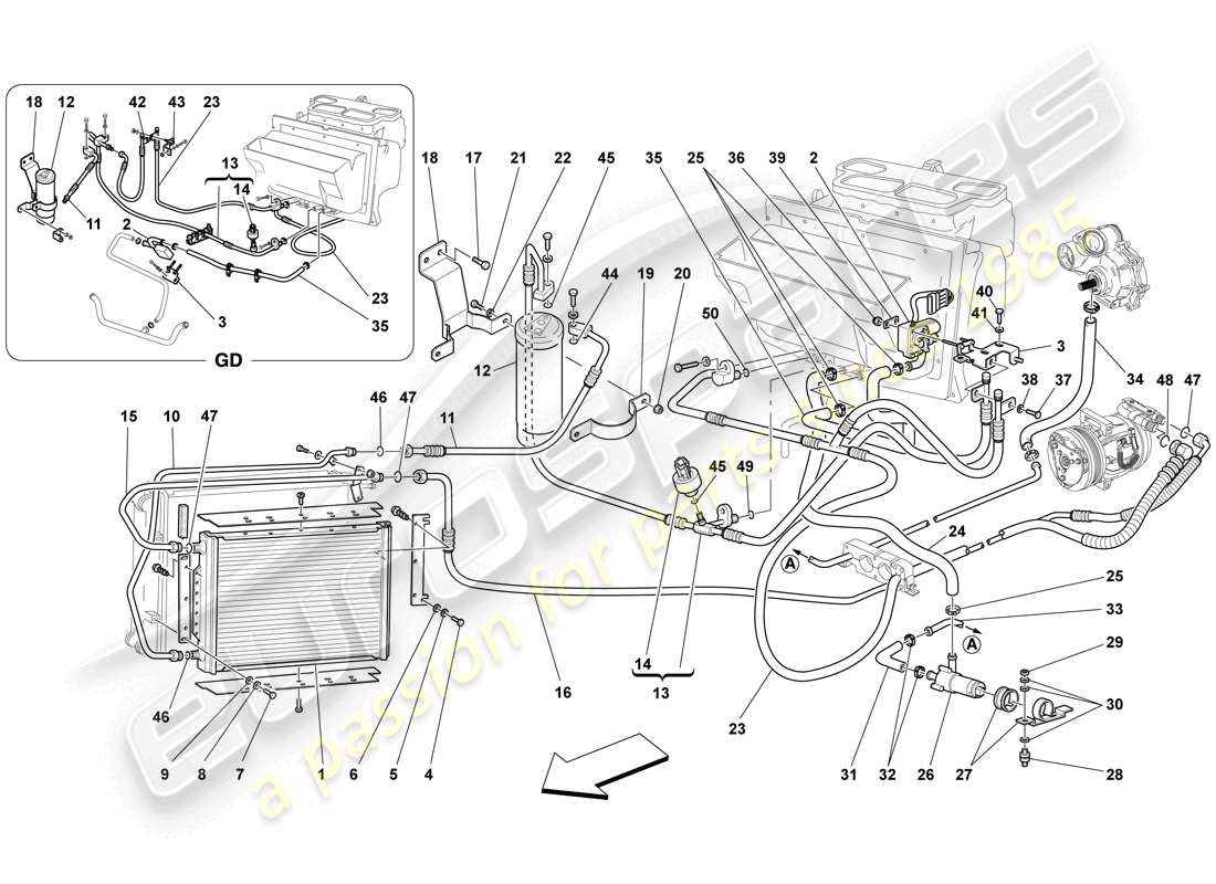 ferrari f430 spider (rhd) ac system parts diagram