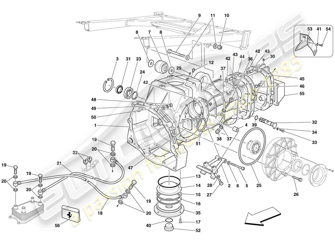 ferrari f430 scuderia spider 16m (europe) gearbox - covers parts diagram