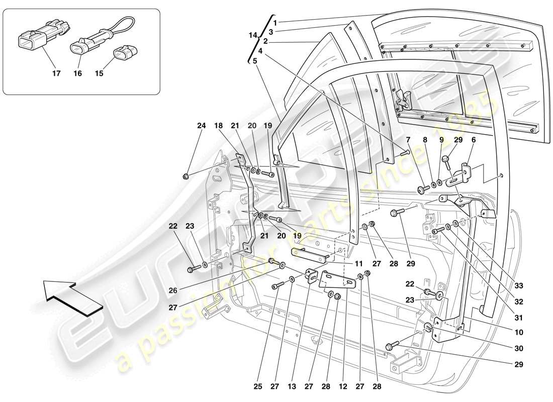 ferrari f430 scuderia spider 16m (europe) quarterlight parts diagram