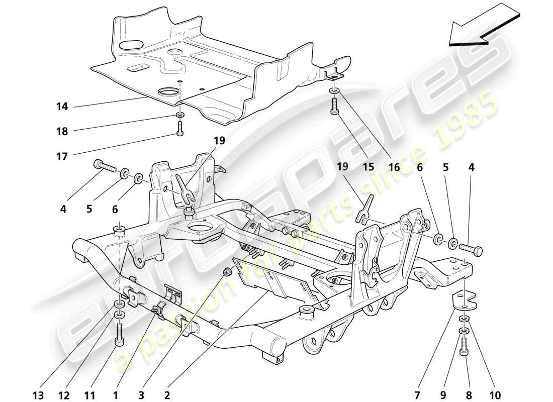 maserati trofeo front under frame and undermotor shields parts diagram